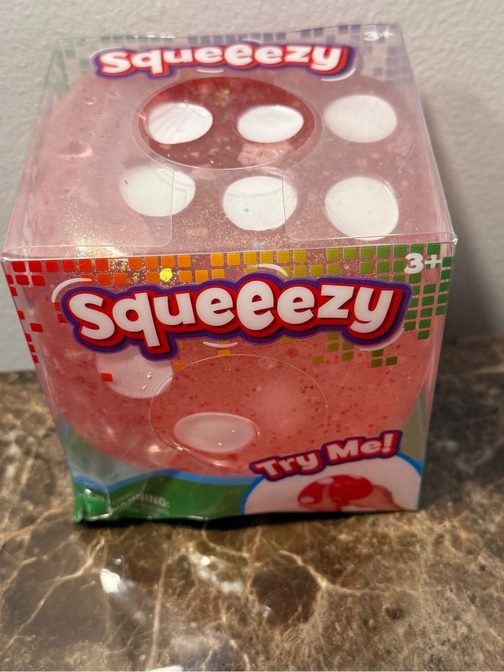 Squeeezy Red Glitter Dice Stress Toy
